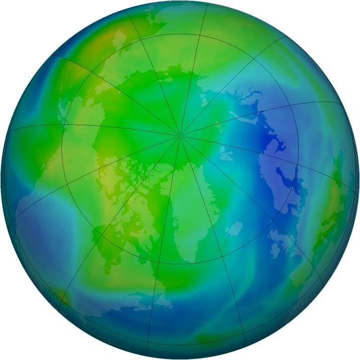 Arctic ozone map for 24 October 2007